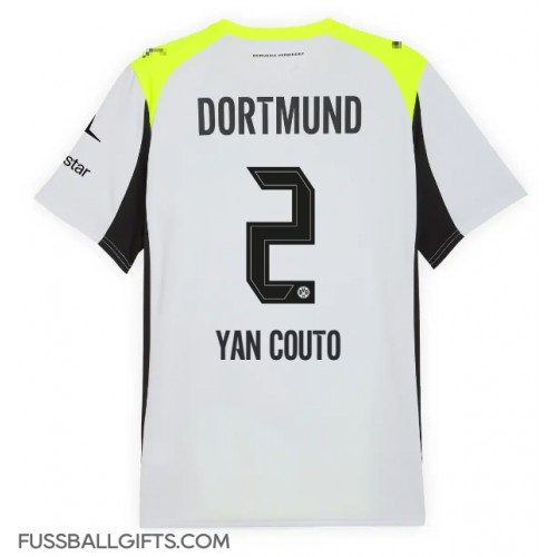 Borussia Dortmund Yan Couto #2 Fußballbekleidung Auswärtstrikot 2025-26 Kurzarm